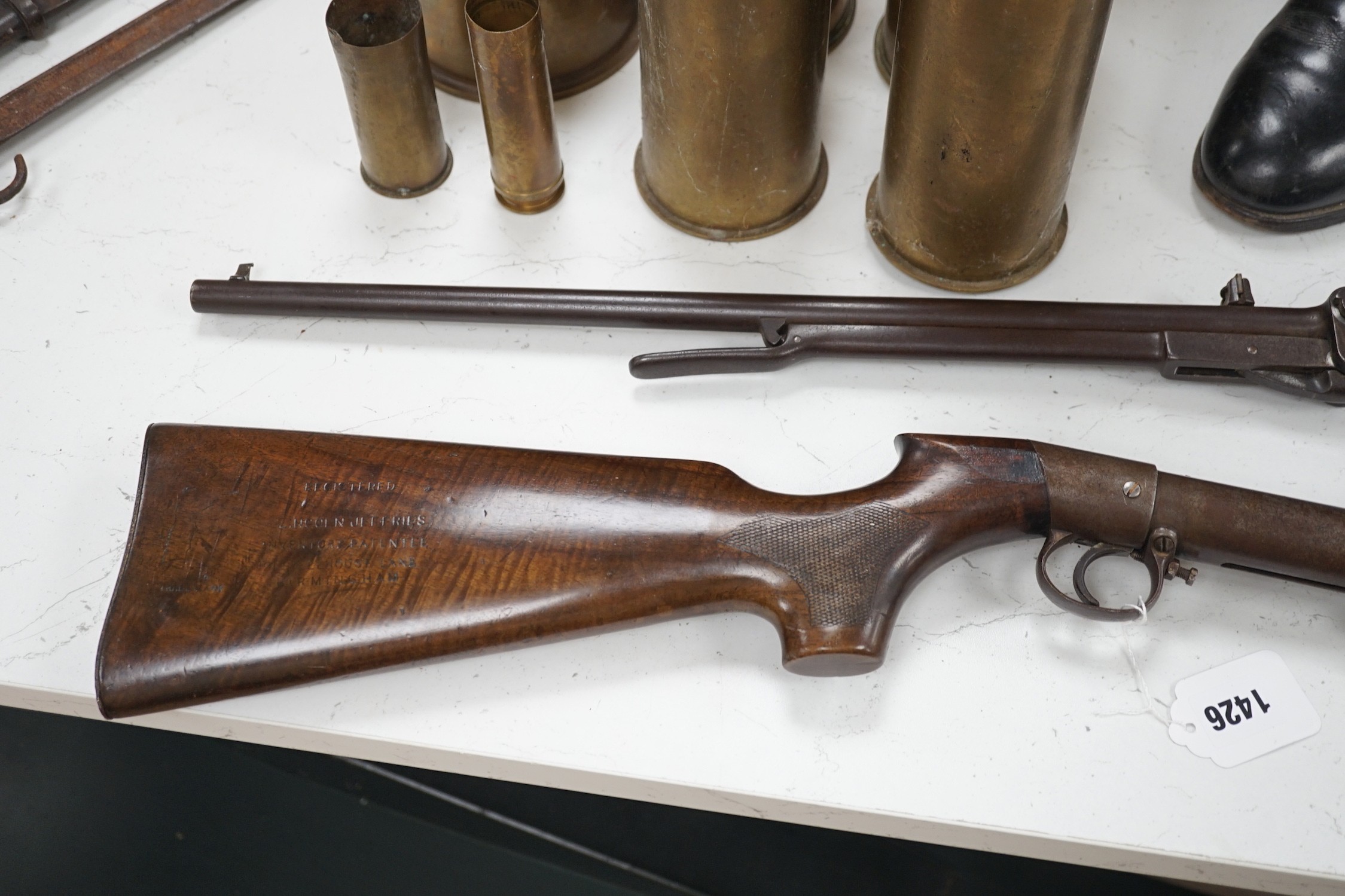 A BSA air rifle no.4343 and a Lincoln Jefferies air rifle no.22657